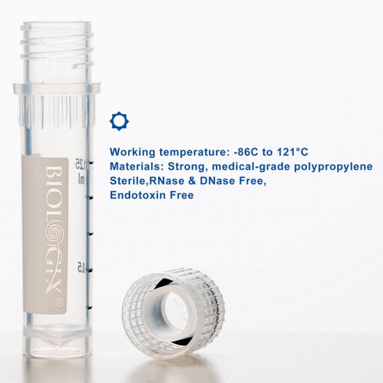 2ml Cryogenic Vials, Lab Vials for Low Temperature Storage, 50/Bag, 500/Pack, 2000/Case 2ml Cryogenic Vials, Lab Vials for Low Temperature Storage, 50/Bag, 500/Pack, 2000/Case