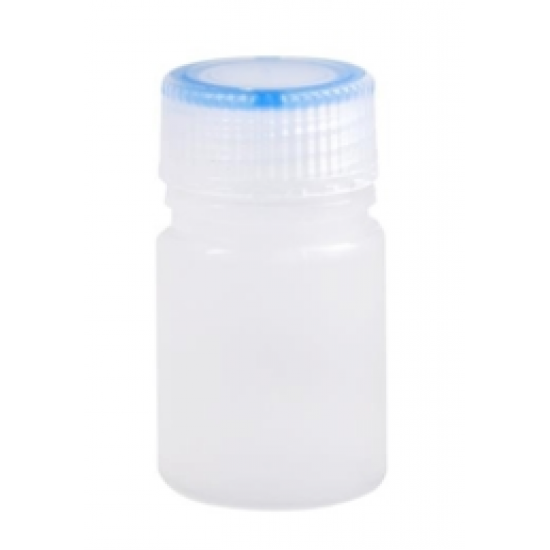 Round bottom reagent bottle, two-color cap (transparent + blue)